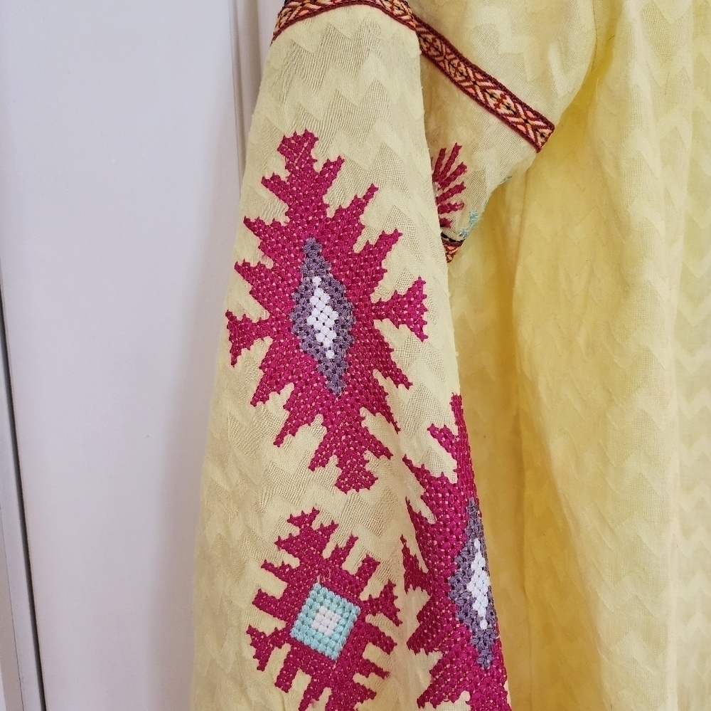 Soft surrondings boho tunic top flowy embroidered cotton lemon drop sizepsmall - Picture 4 of 10